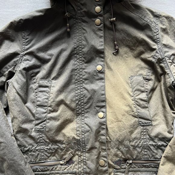 Barbour Jacket Womens 4 Green Kelsall Wax Parka Lined Outdoor Hooded - Picture 2 of 12